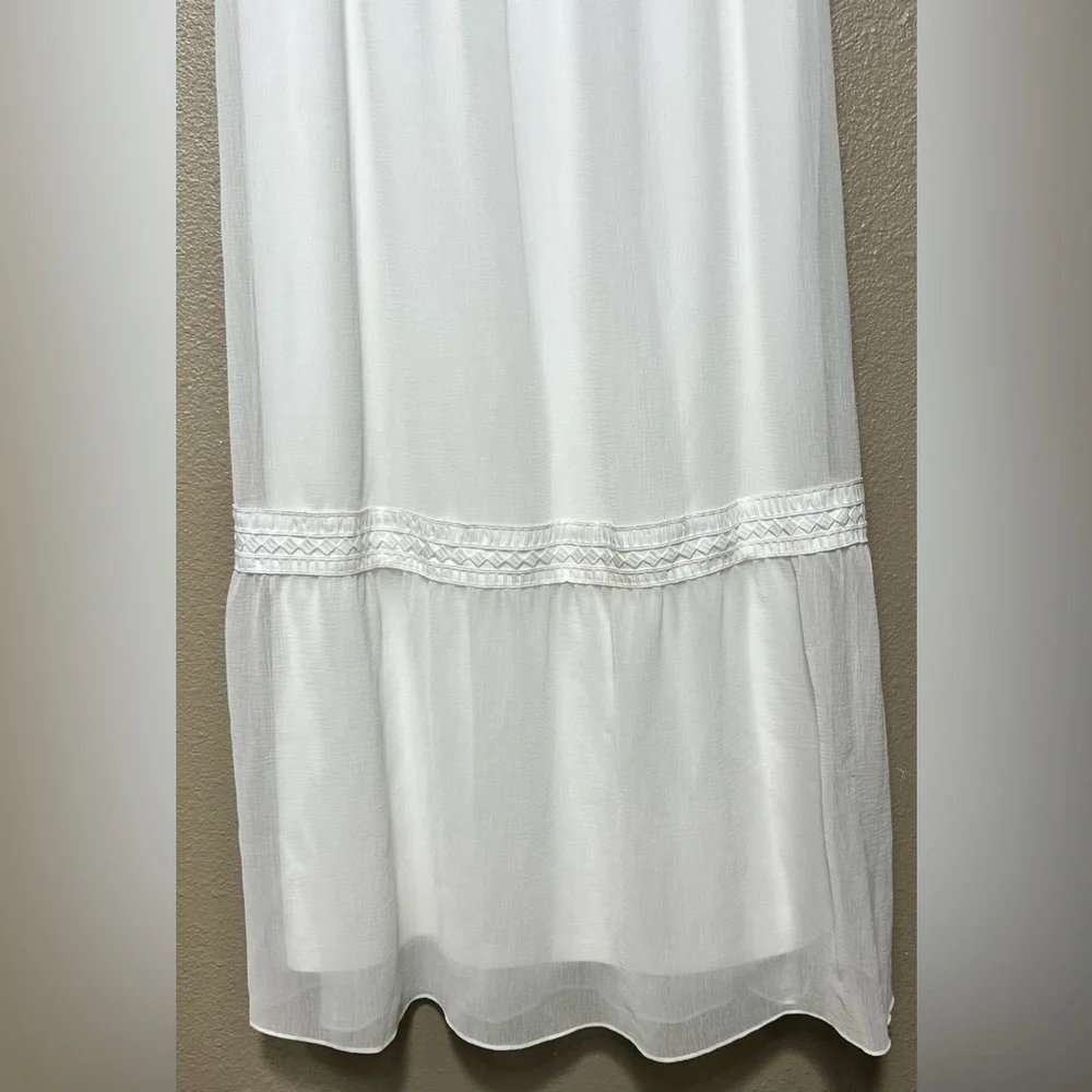 NWT Adrianna Papell Elegant Ivory Chiffon Sleeveless Maxi Dress Boho Vacation - Picture 14 of 15